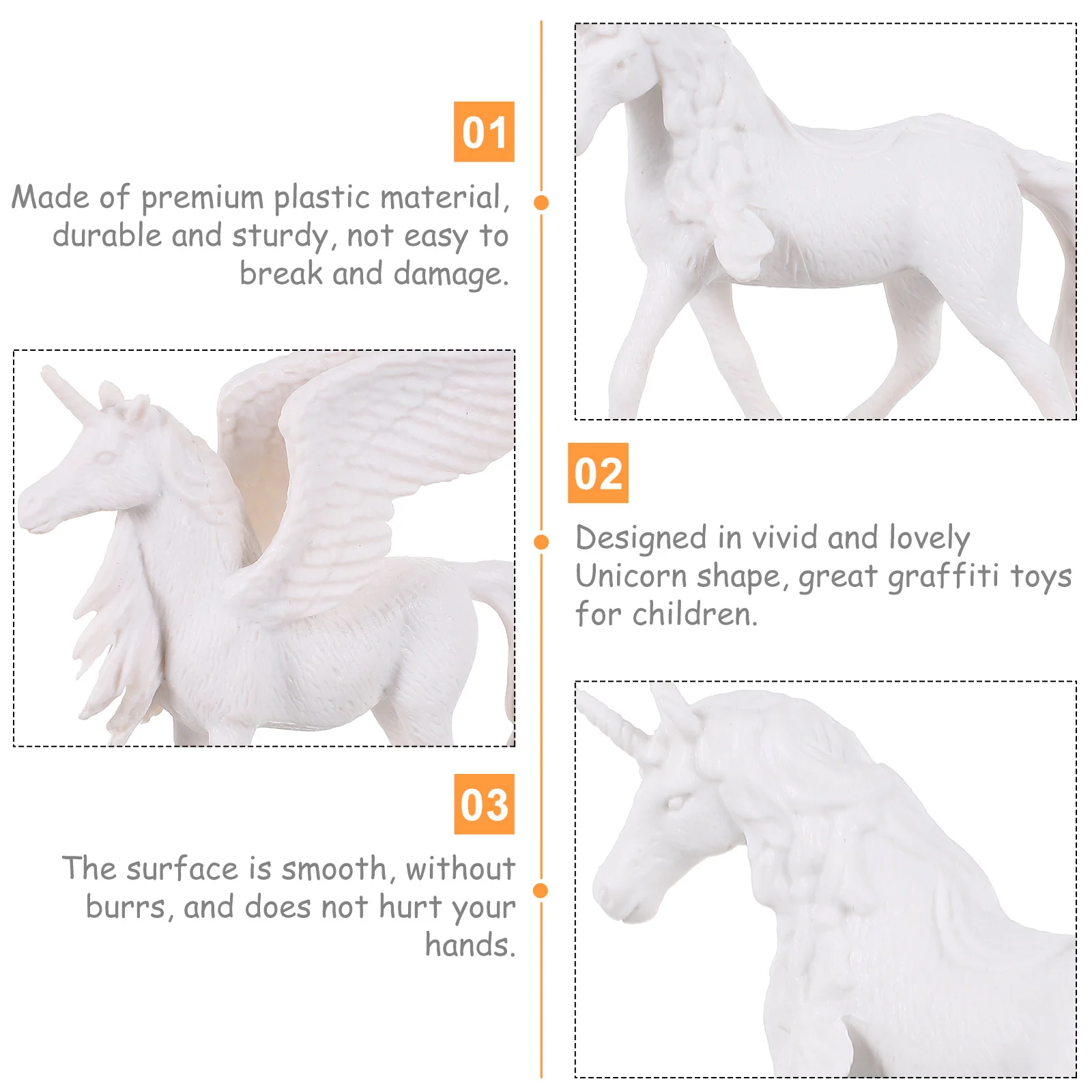 4 Pcs Unicorn Party Coloring White Embryo Toy DIY Painting Mold Figurines Plastic and Crafts for Kids Toddler Girls Toys