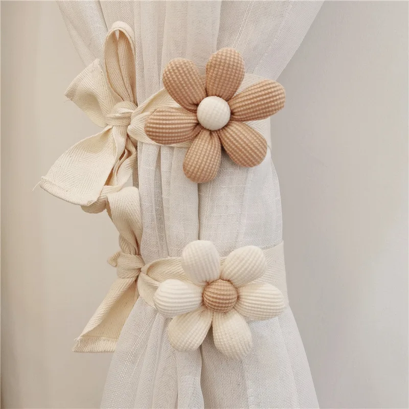 2 Pcs 3D Flower Curtain Ties Car Curtain Ties Decorative Ties Bundle Rope Children\'s Room Decoration Home Decoration Accessory