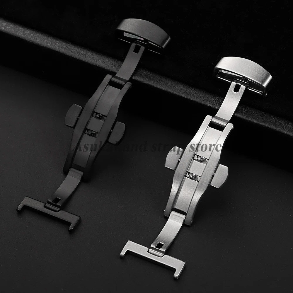 12mm 14mm 16mm 20mm 22mm fivela borboleta automática de aço inoxidável fecho fosco couro pulseira de silicone acessórios de botão