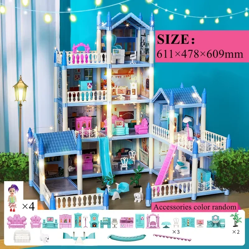 Casa delle bambole fai-da-te da 11 stanze con luci a LED, kit di costruzione di case da sogno in miniatura, regalo creativo per ragazze e bambini dai 6 anni in su