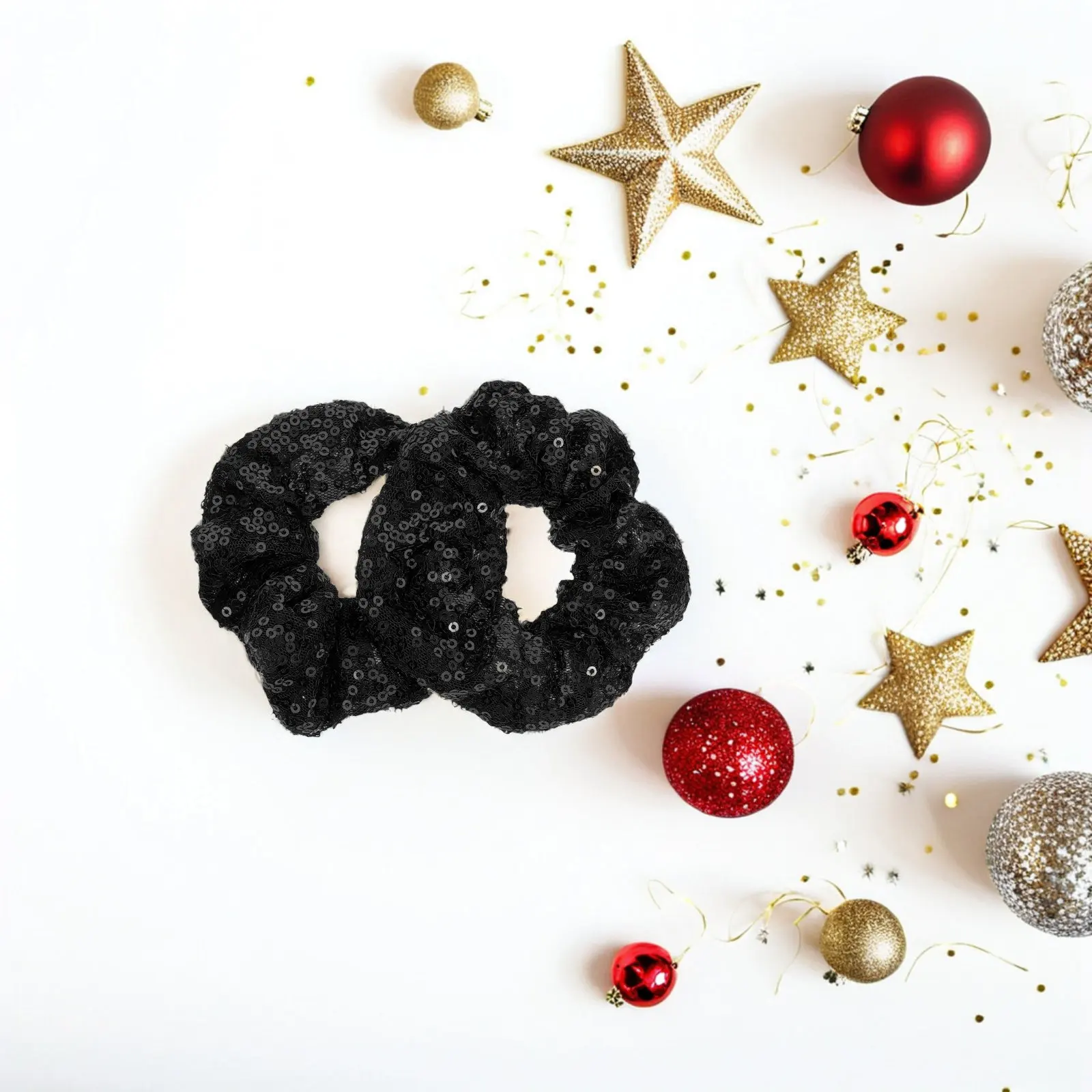 

2 шт. резинки для волос с пайетками, яркие эластичные резинки для праздничных вечеринок, рождественские украшения для волос, блестящие аксессуары для волос из эластичной ткани