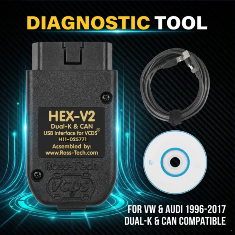 VAG COM HEX-V2 Scanner Neuestes Modell V25.3 Version Mehrsprachiges OBD2 Diagnosegerät VCDS Werkzeugkabel für Audi/Skoda/Volkswagen Fahrzeuge