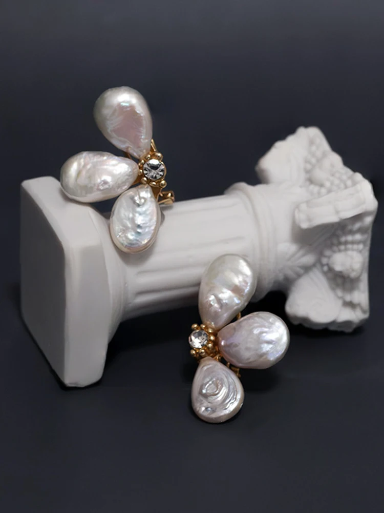 Natural Baroque Large Pearl petal earrings