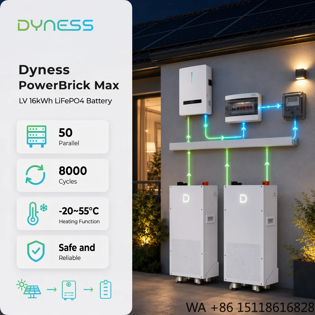 Dyness Powerbrick 16KWH Lithium Battery home Solar Storage 51.2v 314ah Lifepo4 8000 Cycle Heated match for solis inverter