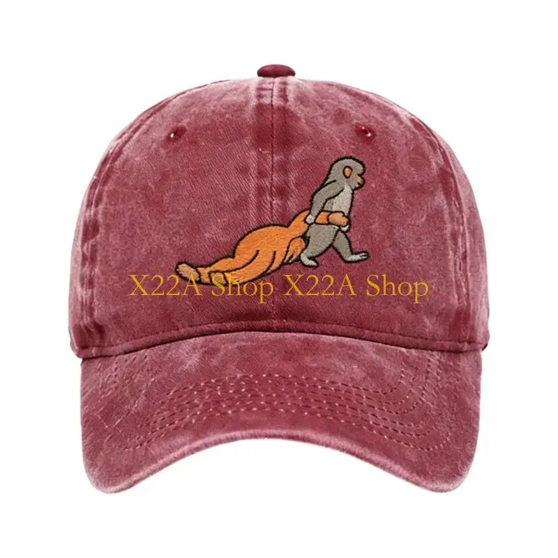 Unique Stylish Cotton Baseball Hat Feature Lovely Monkey Embroidery Perfect Sports Hat For Men Women And Kids