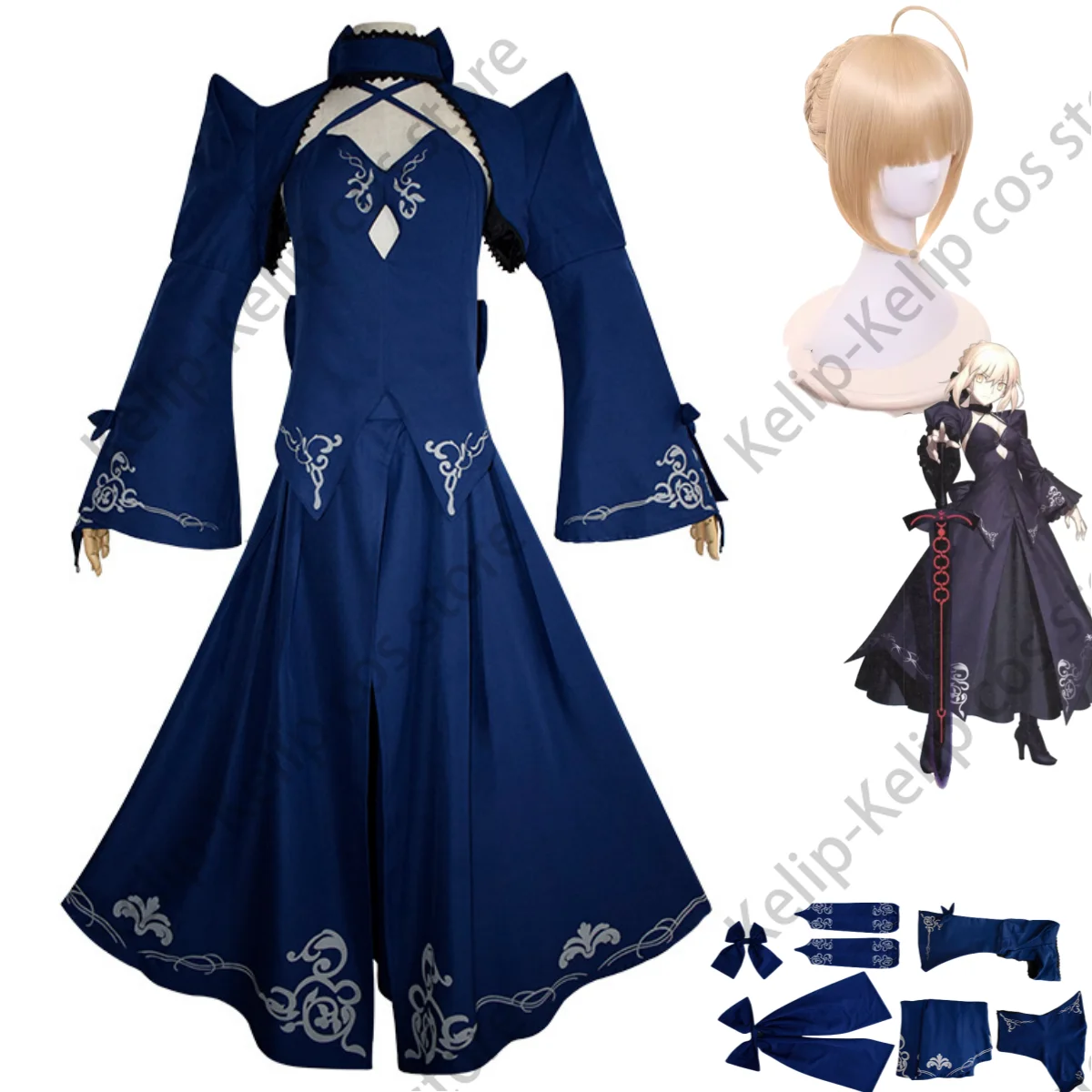 Anime Game Fate/stay Night Arturia Pendragon Cosplay Costume Saber Alter Wig Swordsman Uniform Skirt Woman Sexy Carnival Suit