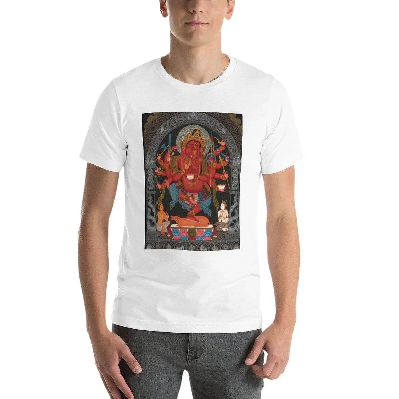 New Mandala 127 Red Twelve Armed Ganesh Sakya T-Shirt t shirt man black t shirts mens tall t shirts