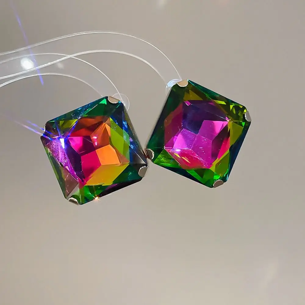Square Shape Square Rhinestone Earrings Large Size Exaggerated Giant Vintage Wedding Earrings Rhinestone Crystal
