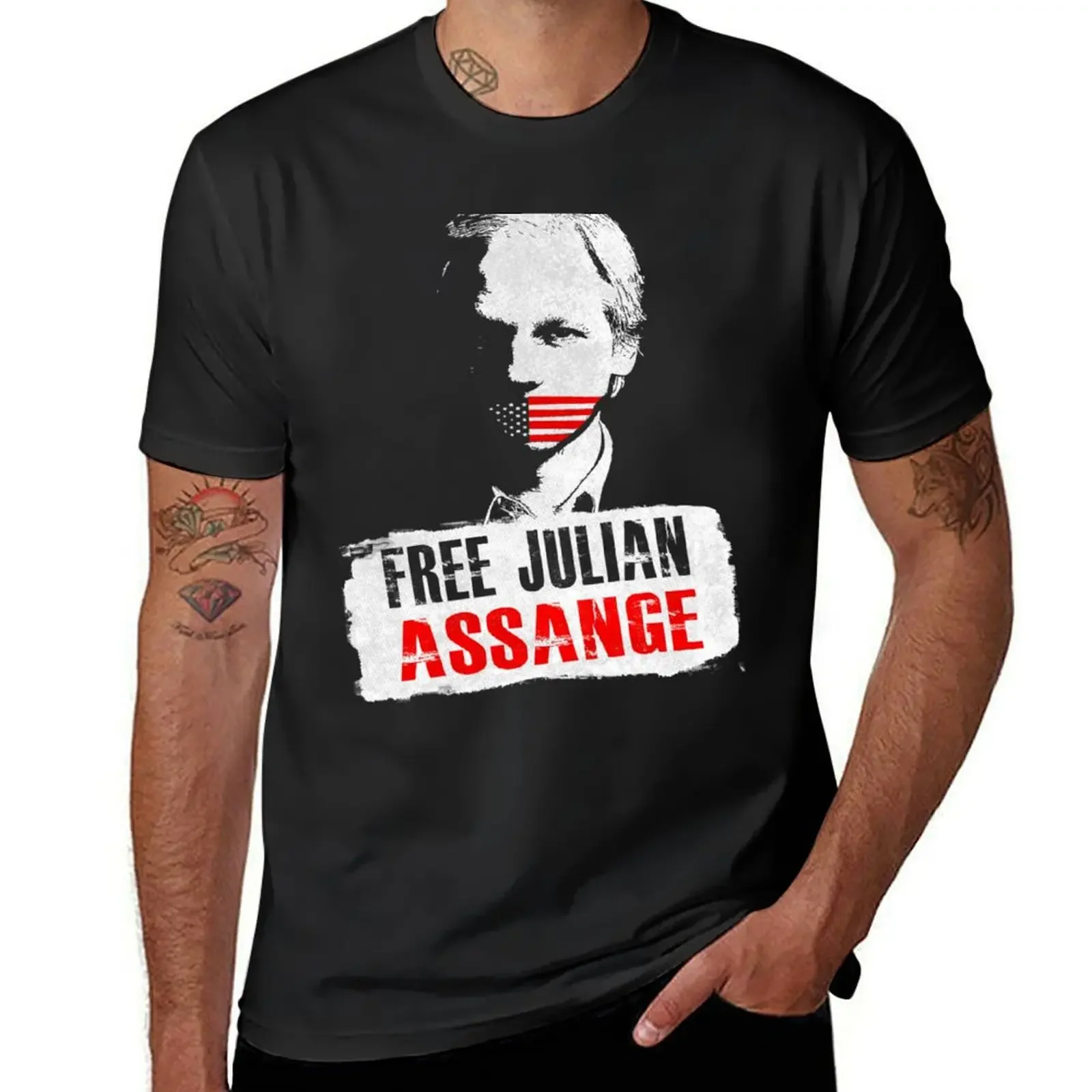 Free Julian Assange Essent T-Shirt quick-drying anime mens champion t shirts