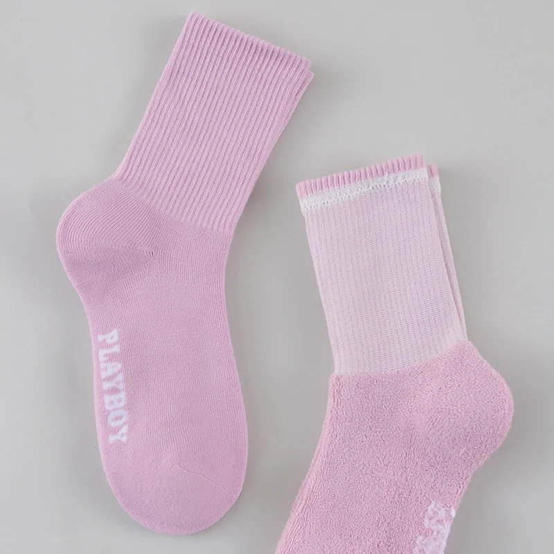 1/3/5 Pairs Women Autumn Winter Thickened Terry Loop Trendy Letter Warm Comfortable Mid-Calf Socks