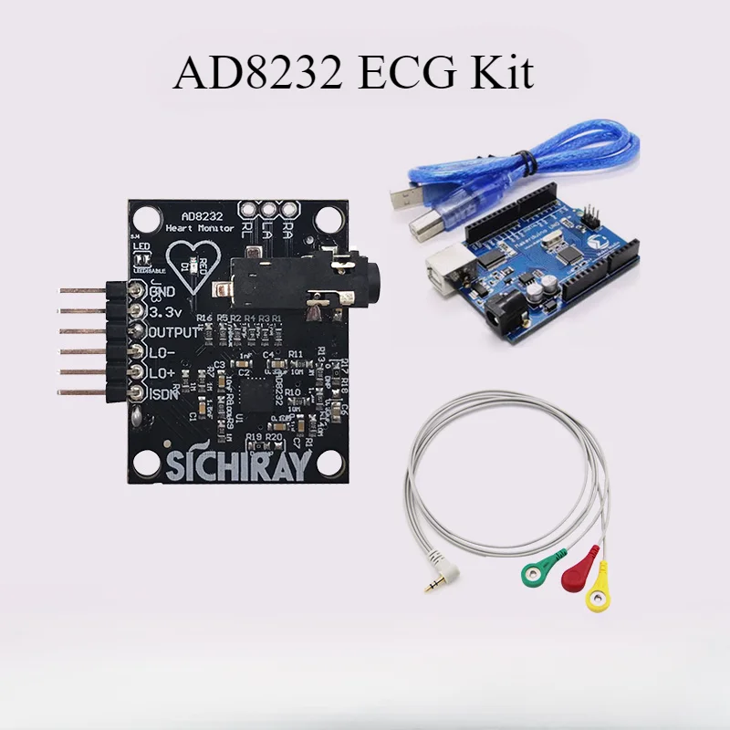 

AD8232 ECG Sensor Module Pulse Heart Rate Acquisition Monitoring Analog Measurement ECG Detection Single Chip Microcomputer