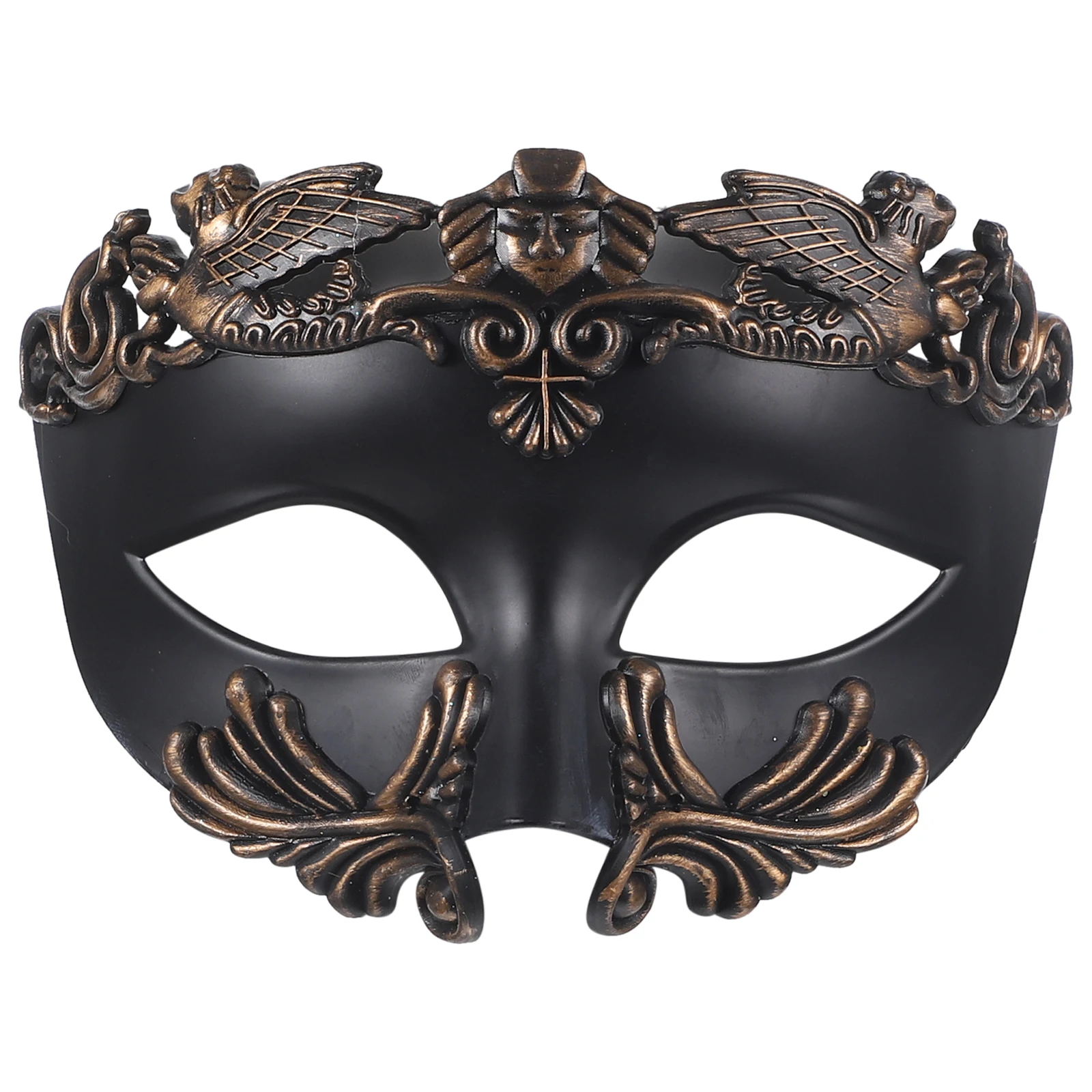 

Halloween Roman Egyptian Masks Plastic Masquerade Party Costume Mask Prop Black Copper Color Long Lasting Use Half