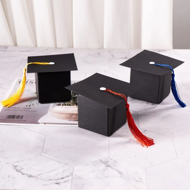 Bolsa de regalo para sombrero de graduación, caja de embalaje de dulces y Chocolate, decoraciones para fiesta de graduación, suministros de regalo, bolsas de graduación, 2025