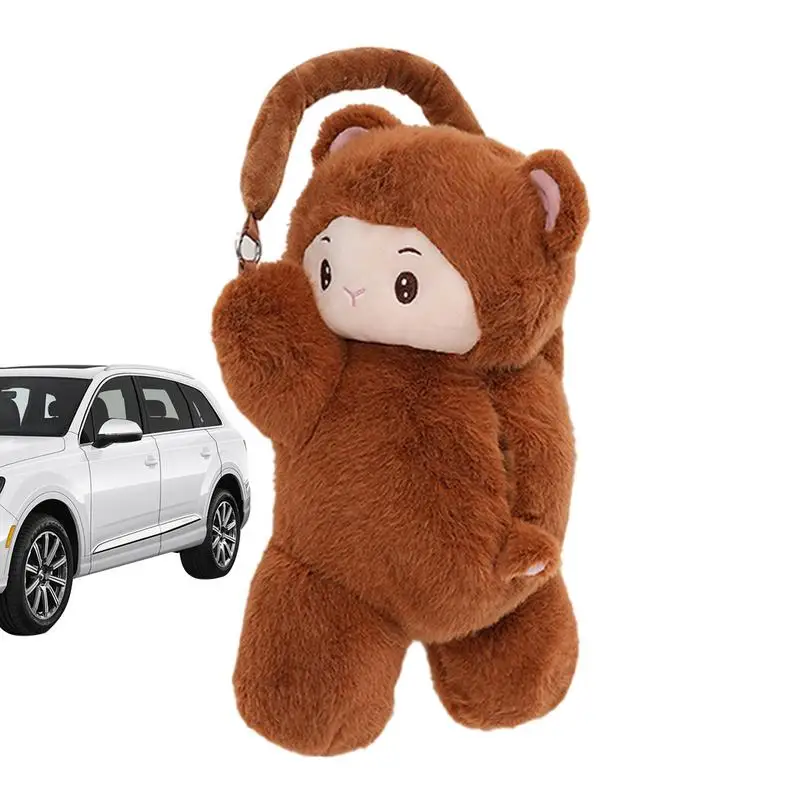 Plush Tissue Box for Car Monkey Tissue Dispenser for Car Seat Back Cute Napkin Dispenser Animal Napkin Holder for Travel