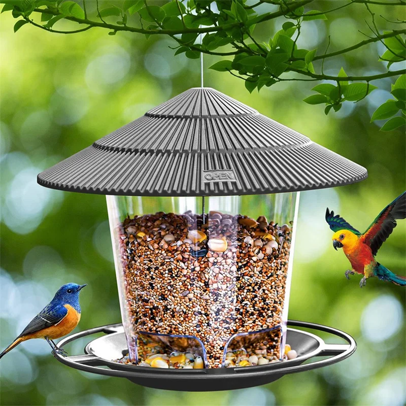 BEAU-Bird Feeders Outdoors Hanging Squirrel Proof Easy Clean And Fill Adjustable Feeder Multiple Hole Dispenser Holder Food