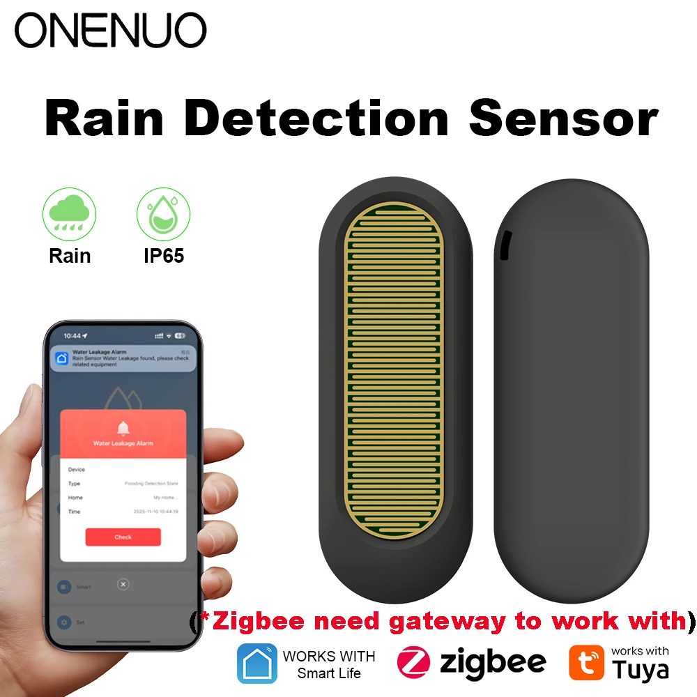 

Датчик дождя Zigbee Tuya IP65, уличный водонепроницаемый датчик обнаружения дождя, датчик утечки воды, приложение для мониторинга в реальном времени, оповещение, белый или черный