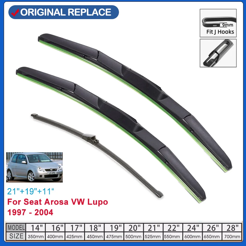 Front Rear Car Wiper Set For Seat Arosa / VW Lupo 1997 - 2004 1998 1999 2000 2001 coated windshield wiper blade 21