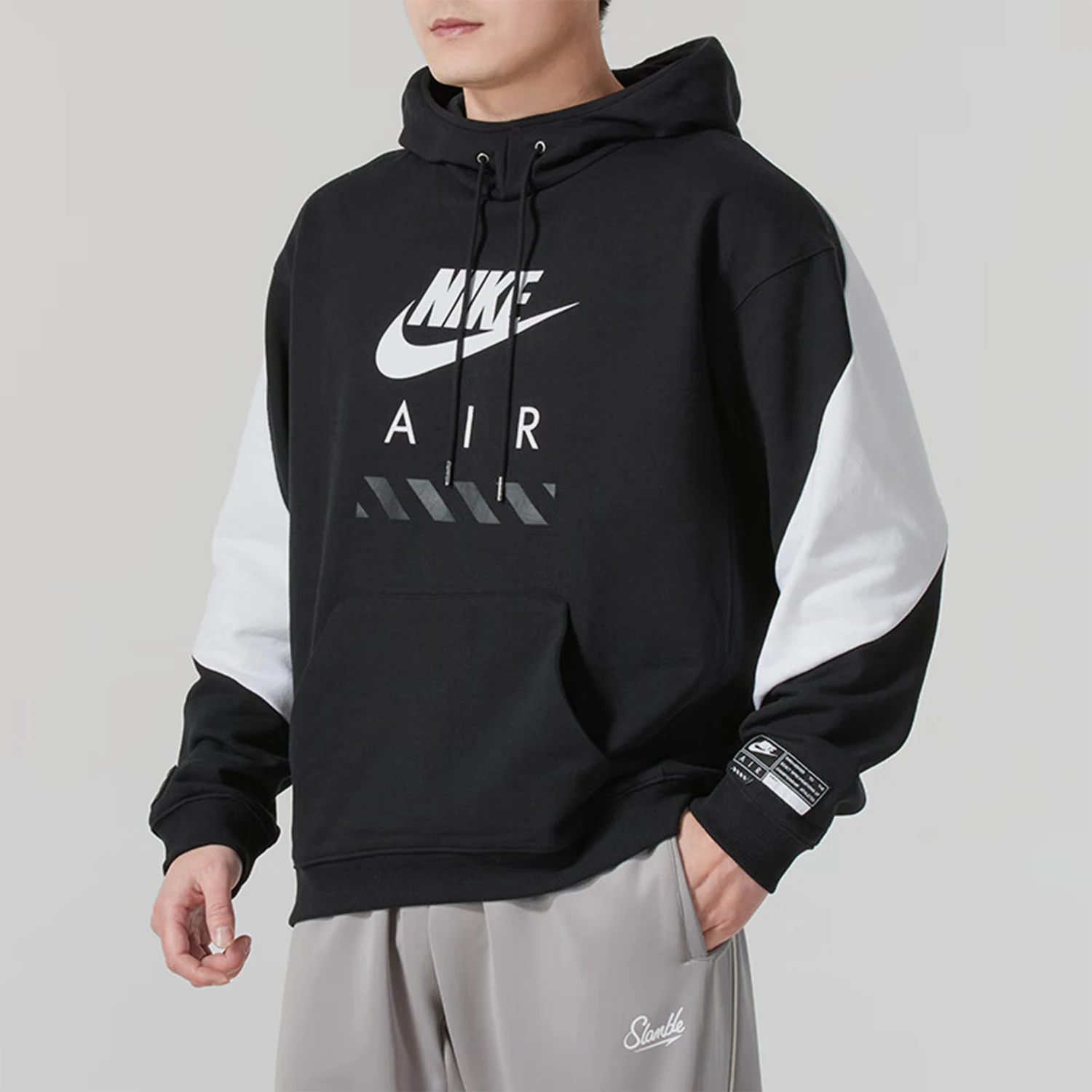 Nike genuine spring new men's spliced sports loose hoodie HJ0274-010