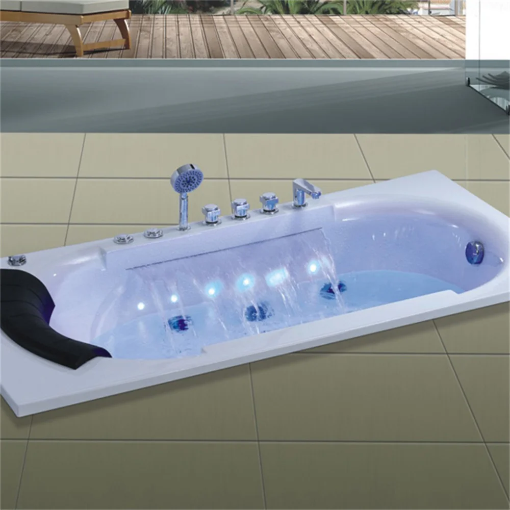 

Waterfall White Acrylic Modern Design Embedded Massage Bath Tubs