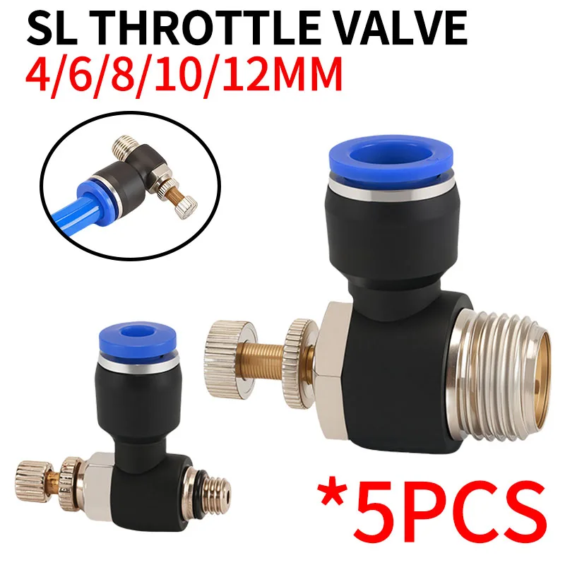 5PCS SL Throttle Valve - 4-12mm Fast Connector for M5 & 1/8-1/2
