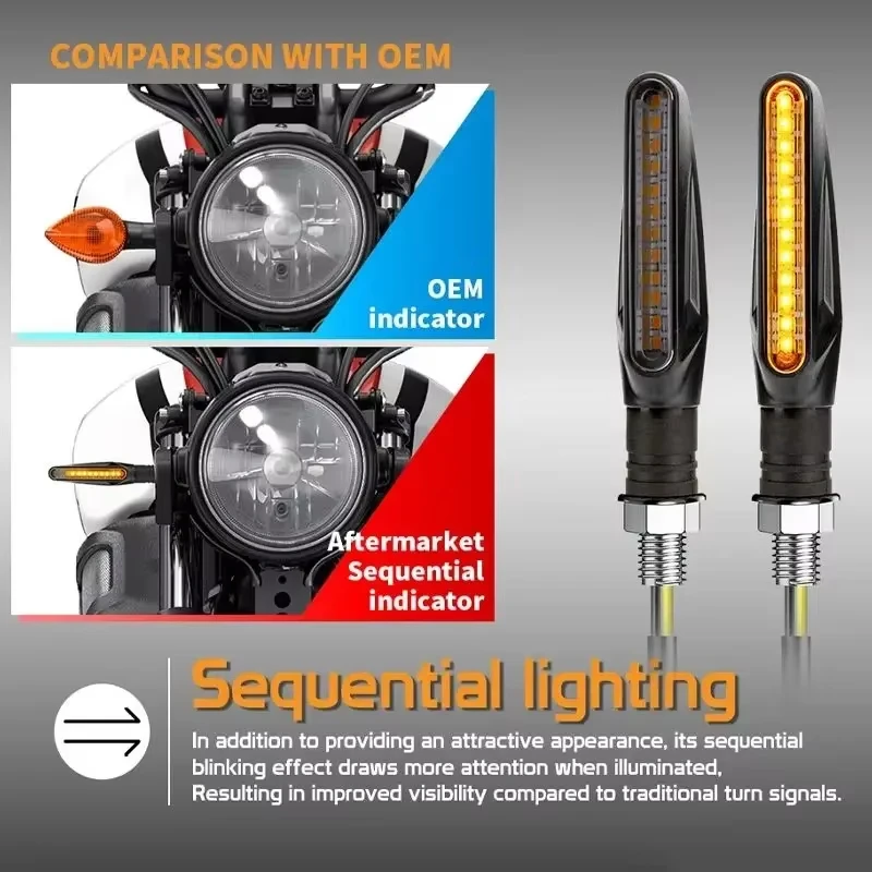 Motorcycle Turn Signal Light Built Relay 12V Flasher Moto Led Flowing Water Blinker Bendable Flashing Signals Lamp Universal