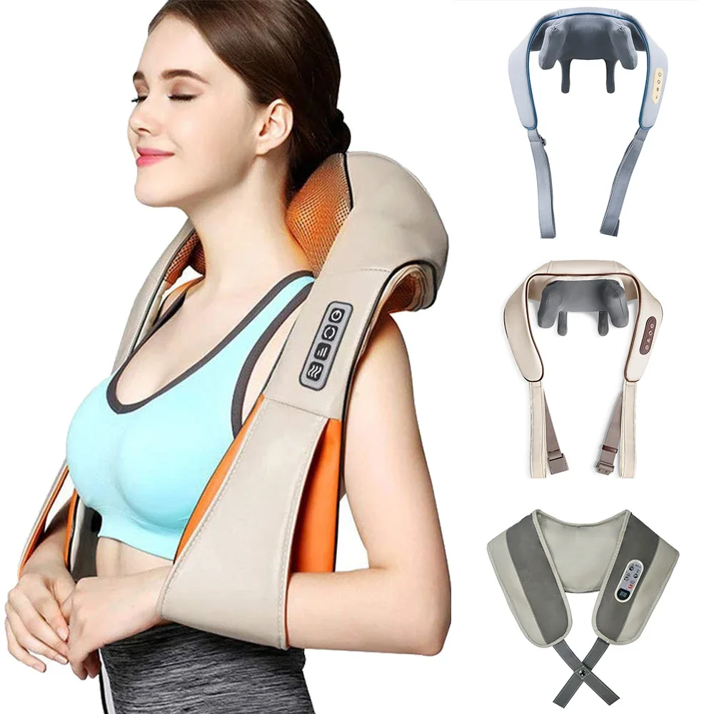 Gray Multi-Style Neck Shoulder Massagers Heated Back Leg Waist Muscle Massage Pillows Shawls for Relaxation And Pain Relief