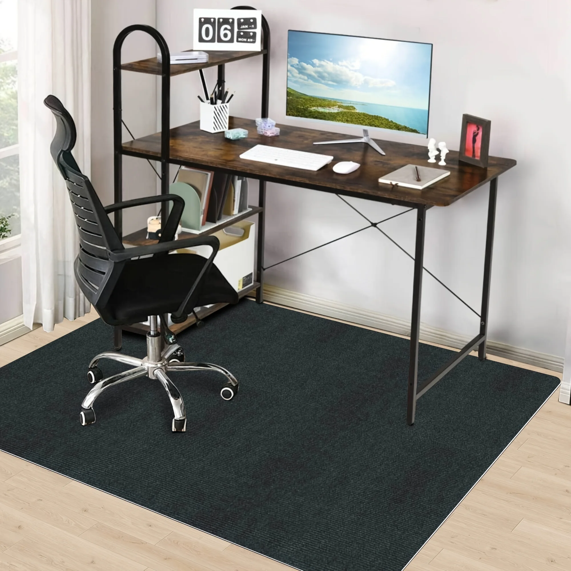 VIKAMA Solid Color Office Chair Mat Non Slip Wear Resistant Desk Floor Protector