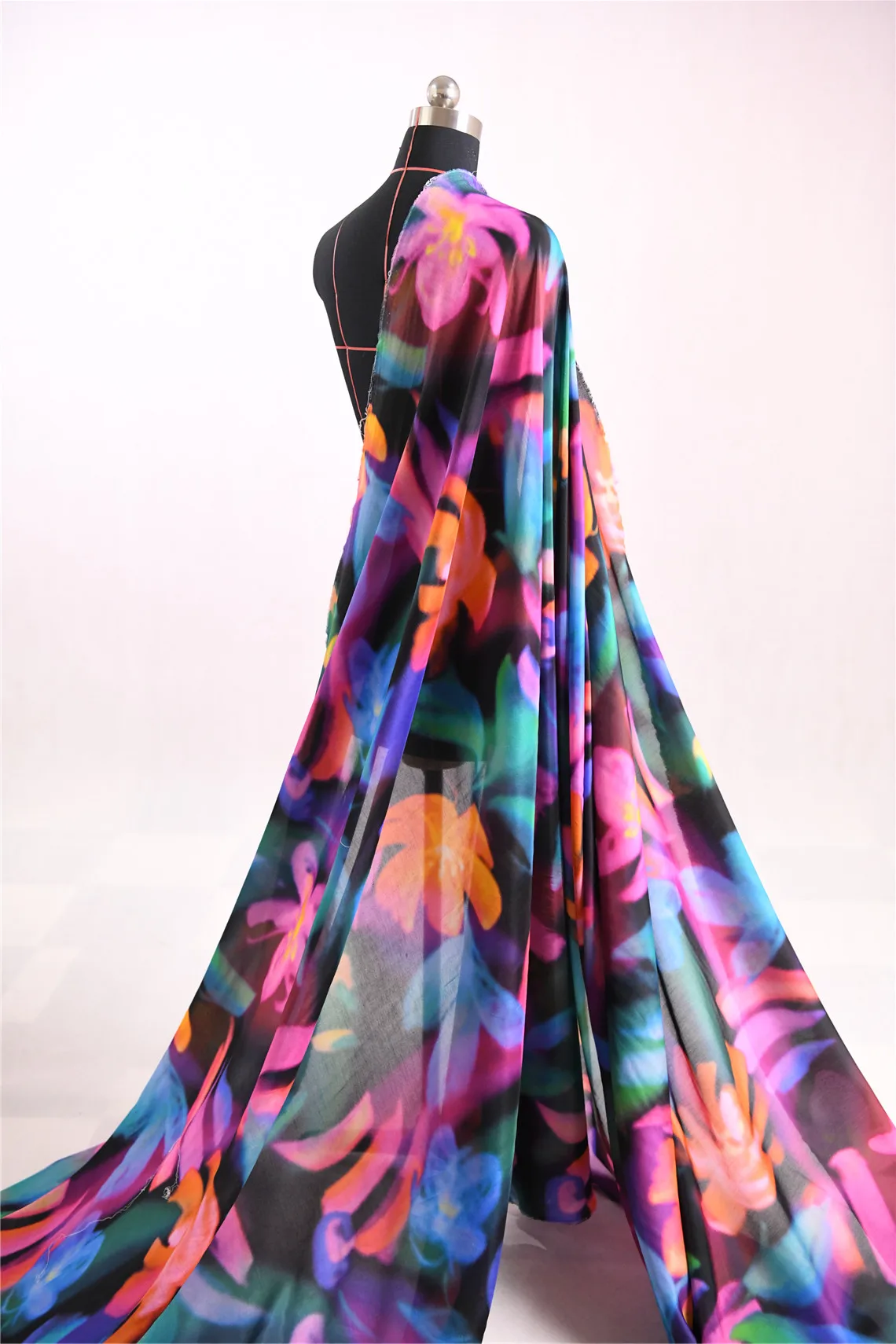 3m Txl Silk High Count Cotton Blend Fabric Retro Artistic Tropical Bouquet Print Strong Visual Impact Dress Material