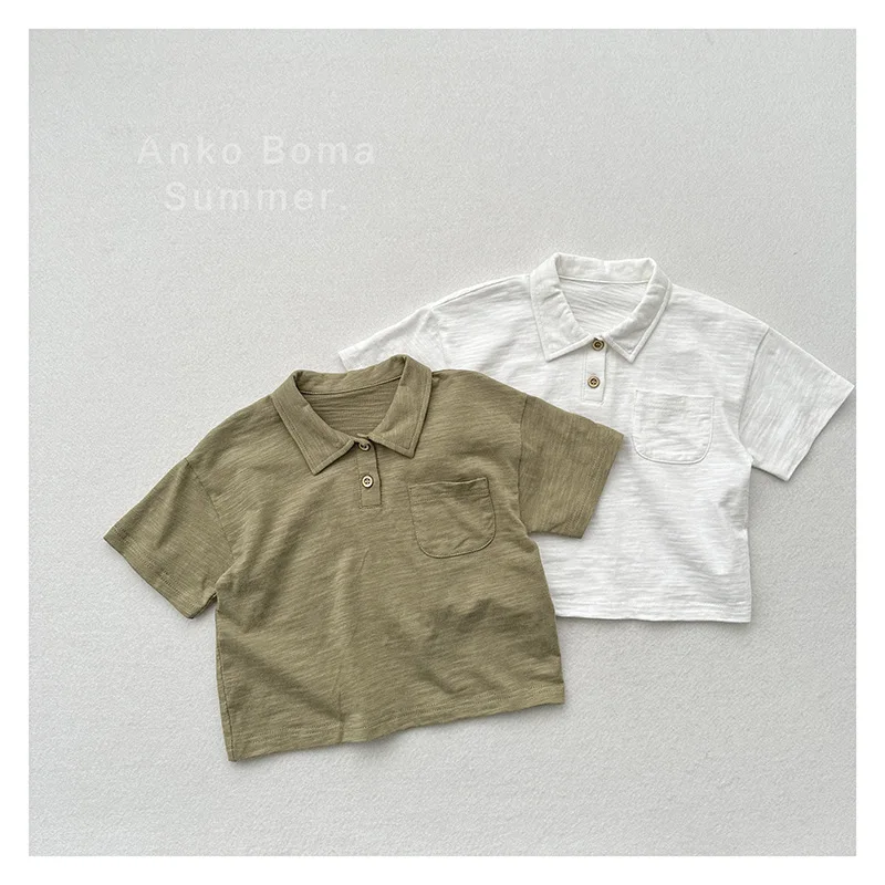 

2025 Summer New Children Short Sleeve T Shirts Thin Cotton Girls Solid Casual Tee Kids Boys Loose Breathable Tops Baby T Shirt