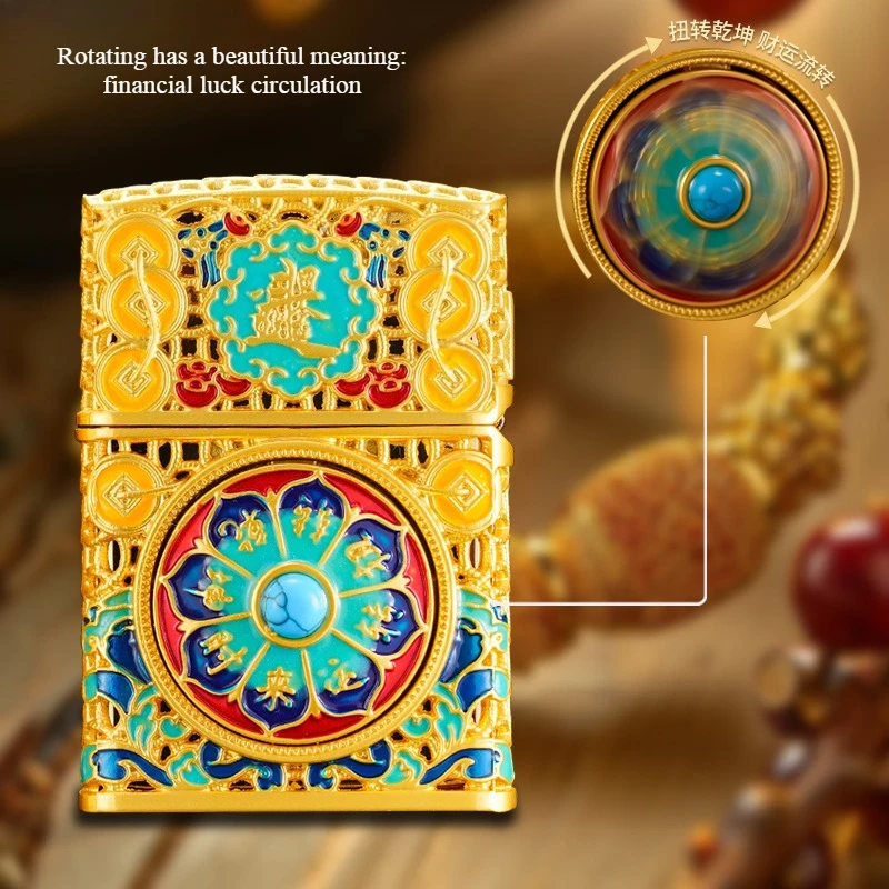 Metal Shell Grinding Wheel Lighter Enamel Process Brass Forging Windproof High-end Business Gift Cigarette Accessories