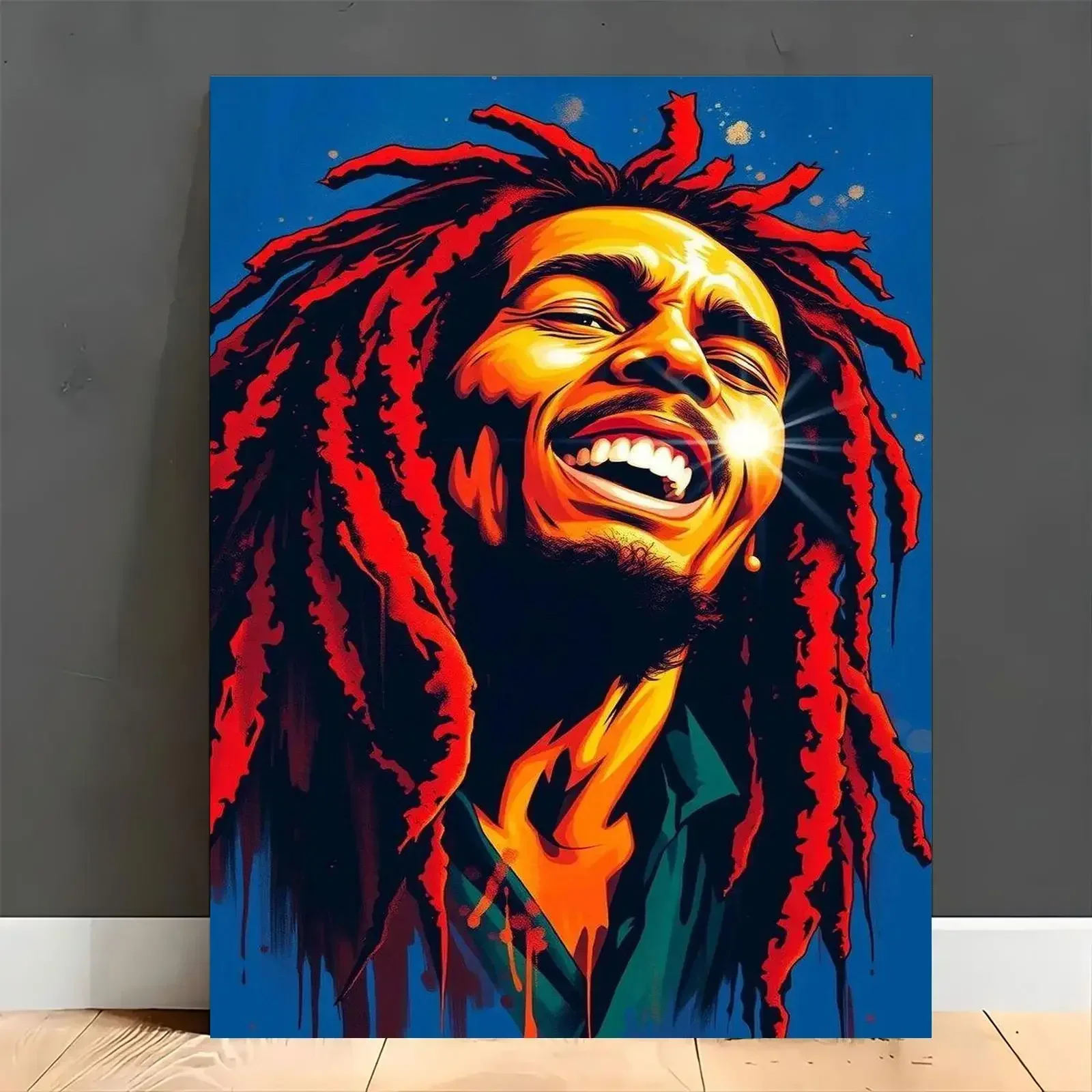 Adult Beginner Number Painting Set, Professional Art Use, | Reggae Style Person Happy Long Hair Smiling Scene | - Suitable for H