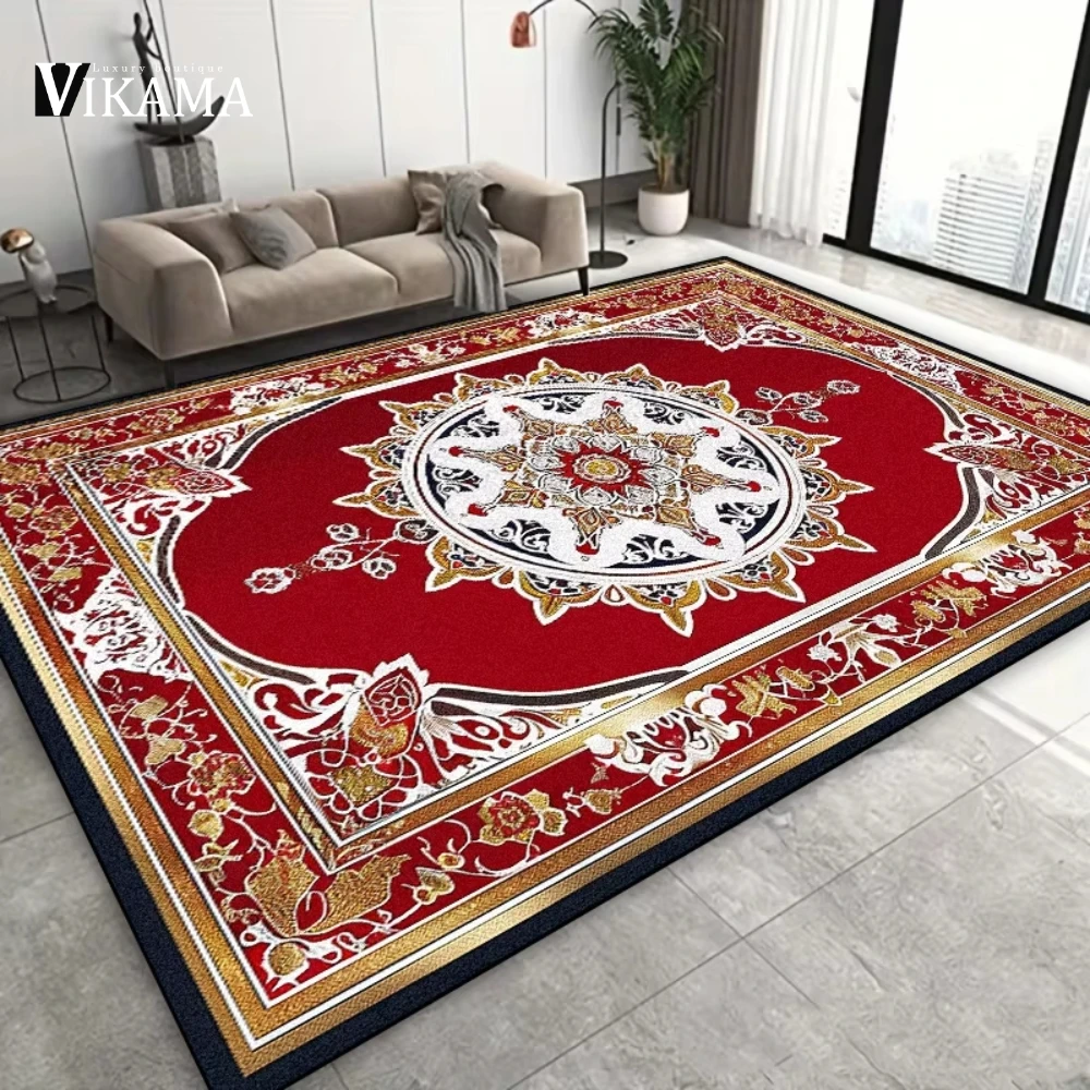 

VIKAMA American Vintage Style Bedroom Living Room Area Rug Sofa Rug Waterproof Non Slip Stain Resistant Easy Clean Home Decor