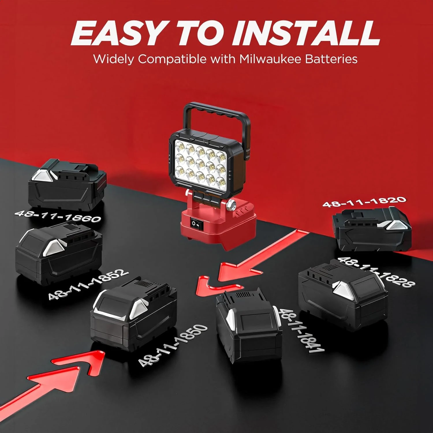 Für Dewalt/Makita/Milwaukee Akku Tragbare LED-Arbeitsleuchte mit USB-Anschluss 3'' Taschenlampe Flutlicht Kabellose Outdoor-Werkzeuglampe – Detail 15