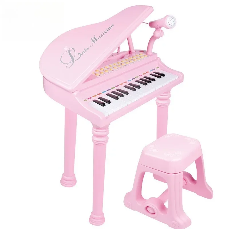 Deluxe 31-Key Electronic Piano Keyboard Toy Boy Musical Instrument with Stool, Microphone Lights, Music, Girl Instruments