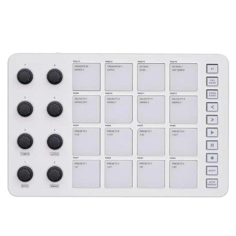 

Music Production Small USB MIDI Keyboard Controller with 16 Backlit Drum Pads