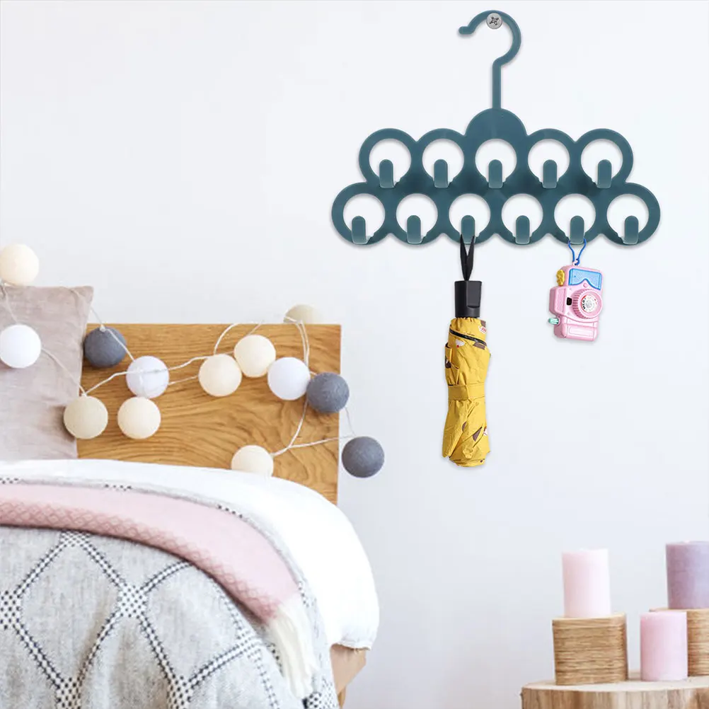 

Multi-Hook Bathroom Storage Hanger PP Rack Space Saving Closet Organizer for Belts Ties Scarves Towels Bags Keys Holder