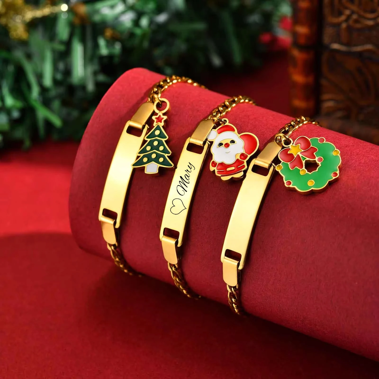 

Christmas Bracelet Kids Santa Claus Wreath Tree Pendant Adjustable length Chain For Kid Girl New Year Party Festive Jewelry Gift