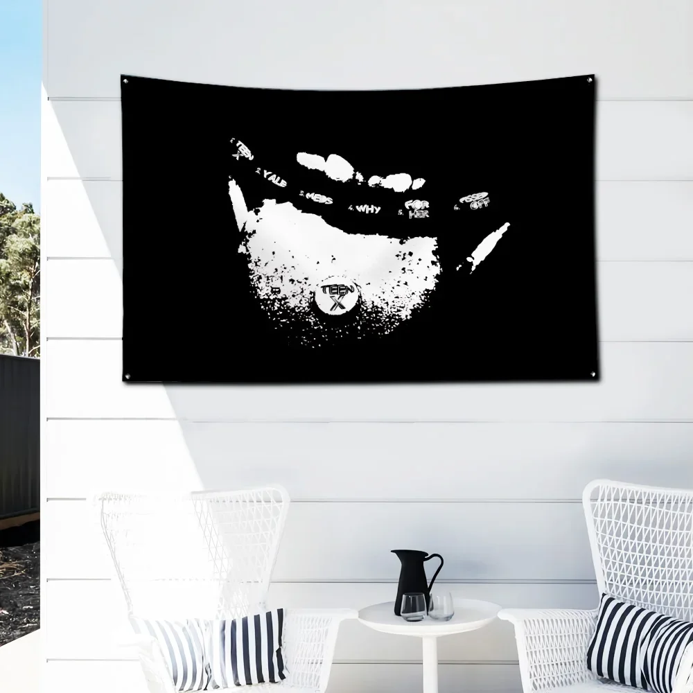 كين كارسون مغني الراب العلم البوليستر الطباعة الرقمية راية 4 أحجام للمرآب جدار الفن خارج الباب الديكور مع الحلقات النحاسية