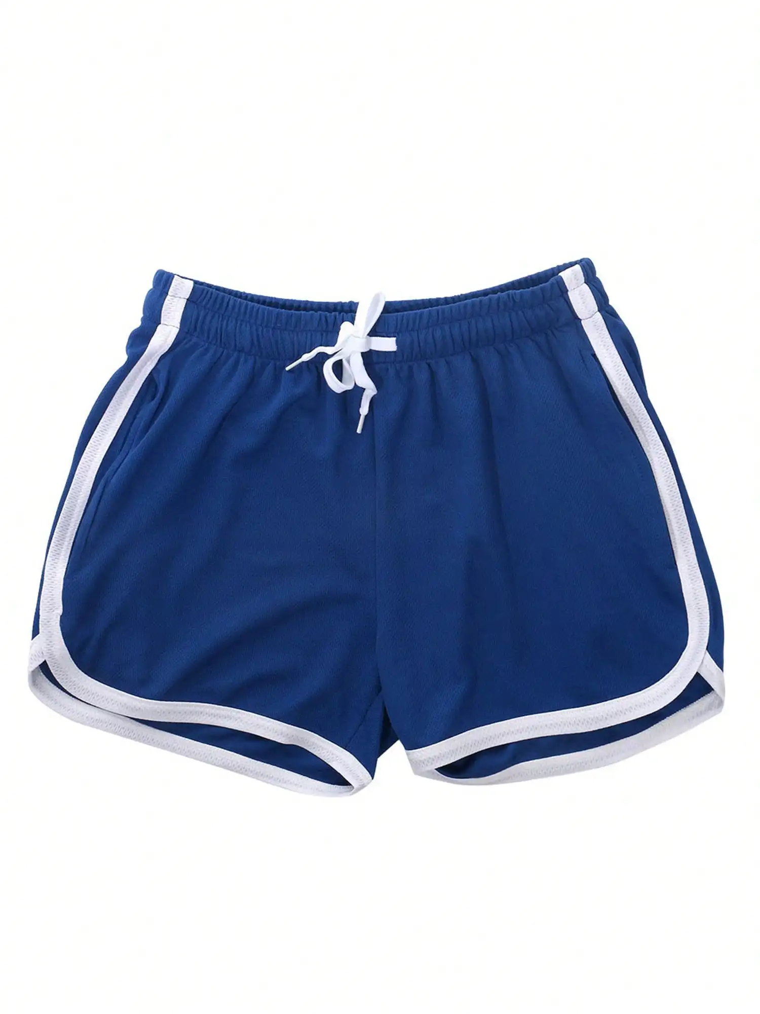 Men Summer Athletic Outfits, Color Splicing Drawstring Elastic-Waist Sports Running Shorts For Boys