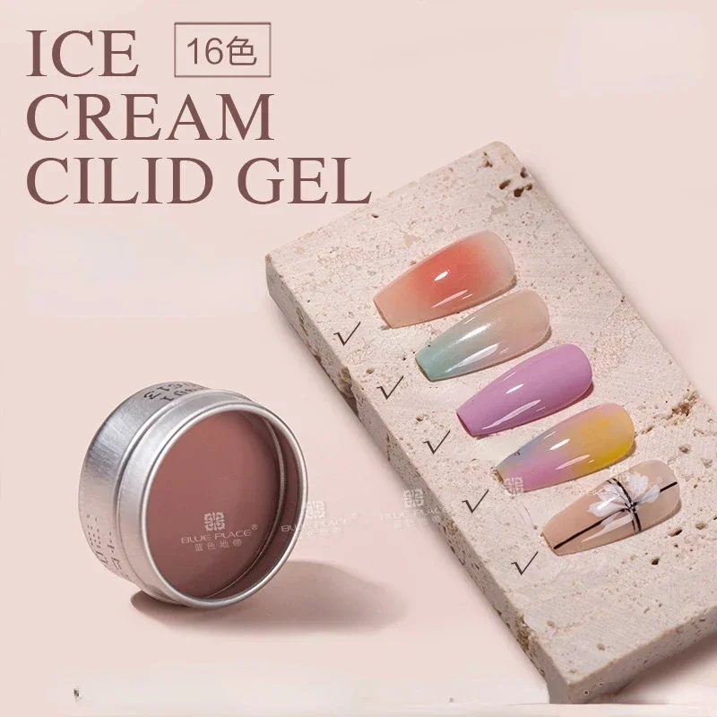 64 Color Solid Nail Polish Glue Ice Cream Texture Nail Glue Nail Pat-glue Blend Gradient Paint Filling Glue Cans