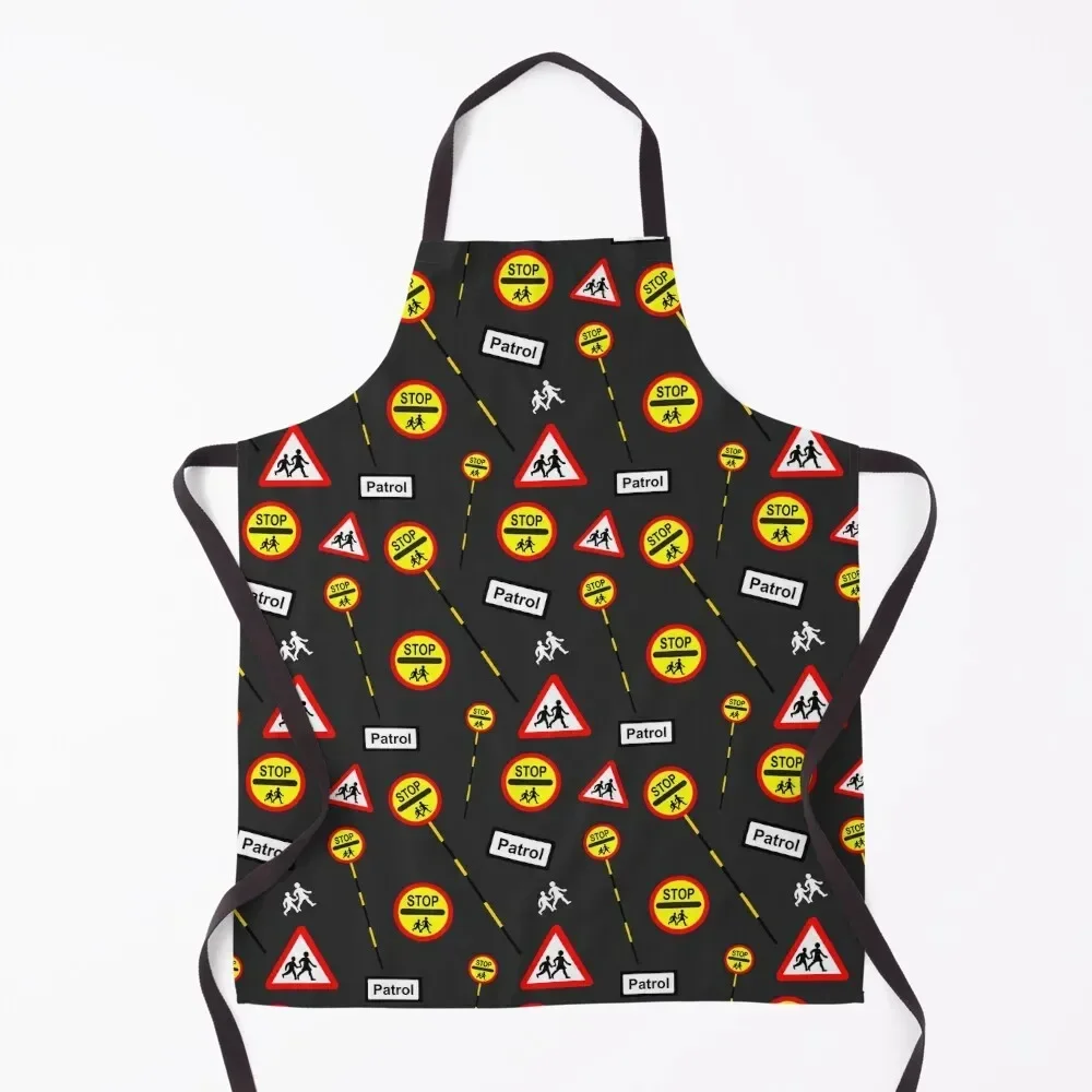 

School Crossing Patrol Sign Pattern Apron women's kitchens chef costume kindergarten teacher cleanings Apron