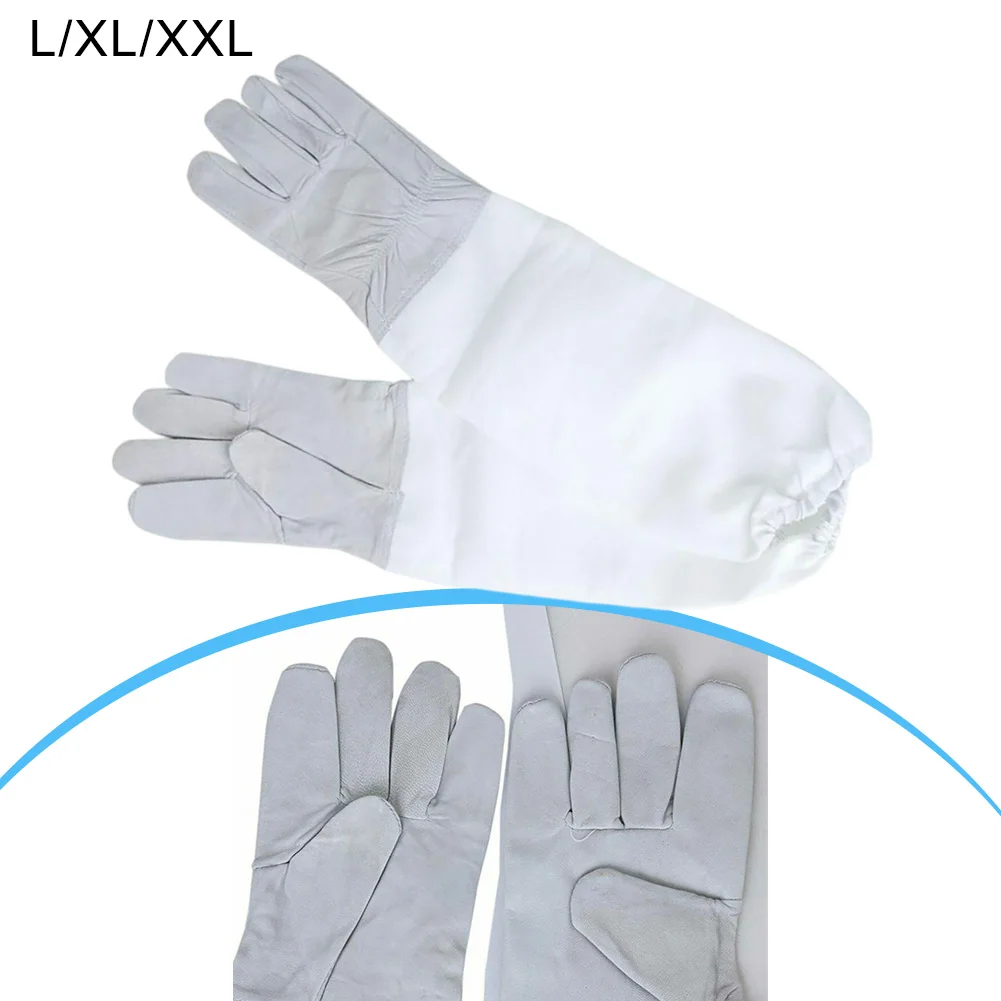 قفازات قماشية طويلة الأكمام لحصاد العسل وخياطة معززة وجلد الماعز السميك والأصفاد المرنة المقواة