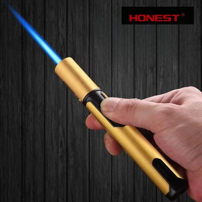 HONEST ولاعة السيجار جيت لهب المحمولة البيوتان الشعلة أخف مع لكمة ولاعة السجائر البلاستيكية الصغيرة للهدايا (لا غاز)