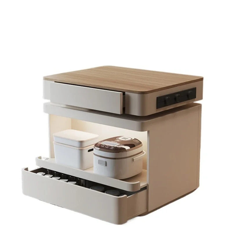 

Single island platform, separate new high-end light luxury rock slab dining table, telescopic collapse cabinet guide table