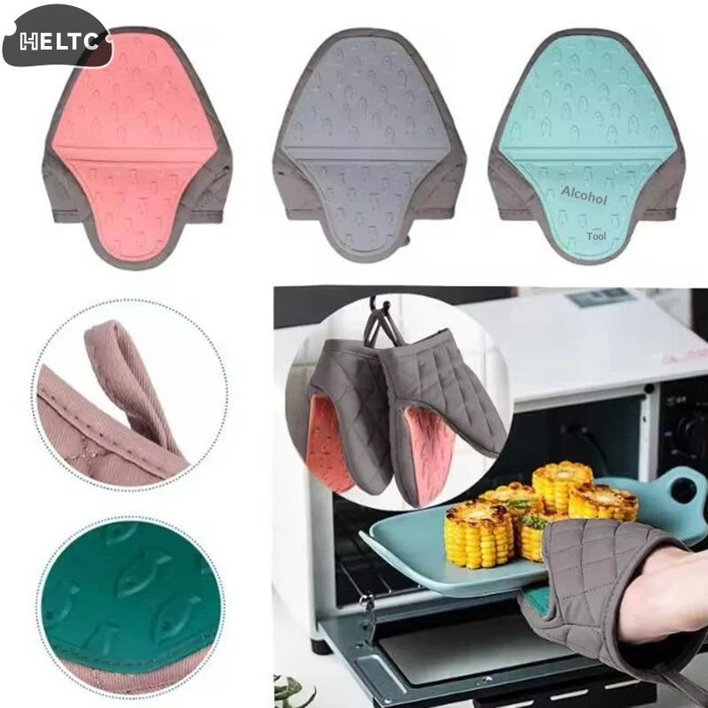 Black/Pink Fish Shaped Silicone Anti Scald Oven Gloves Kitchen Silicone Gloves Tray Dish Holder Oven Gloves Multi-purpose Gloves