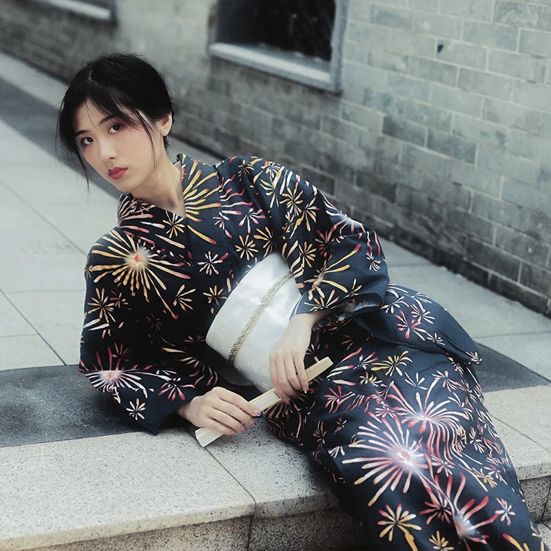 

Women Cotton Japanese Traditional Kimono Vintage Style Summer Dress Photography Clothing Casual Home Wear Bathrobe Cosplay