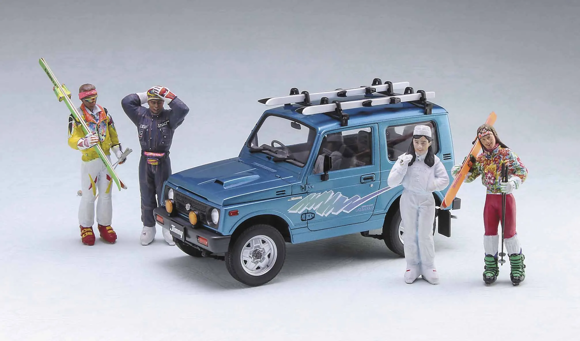 Static Assembled Car Model Hasegawa-20476 1/24 Scale For Suzuki Jimny Ski Edition with Doll Car Model Kit