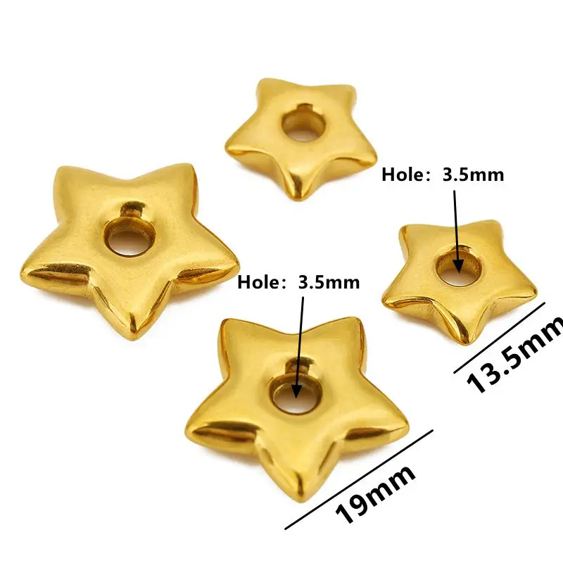 5pcs Stainless Steel Big Hole Star Pendants for DIY Earrings Necklace Jewelry Making Accessories Bracelet Charm Supplies Finding