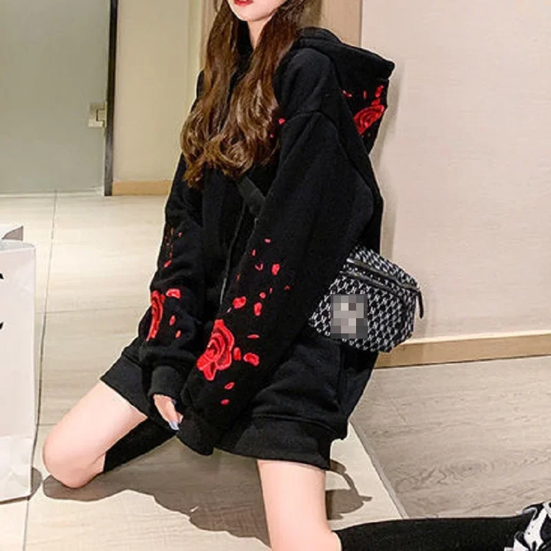 Deeptown Korean Style Print Hoodie Women Harajuku Fashion Oversize Long Sleeve Hooded Autumn Winter Sweatshirts Female Pullover