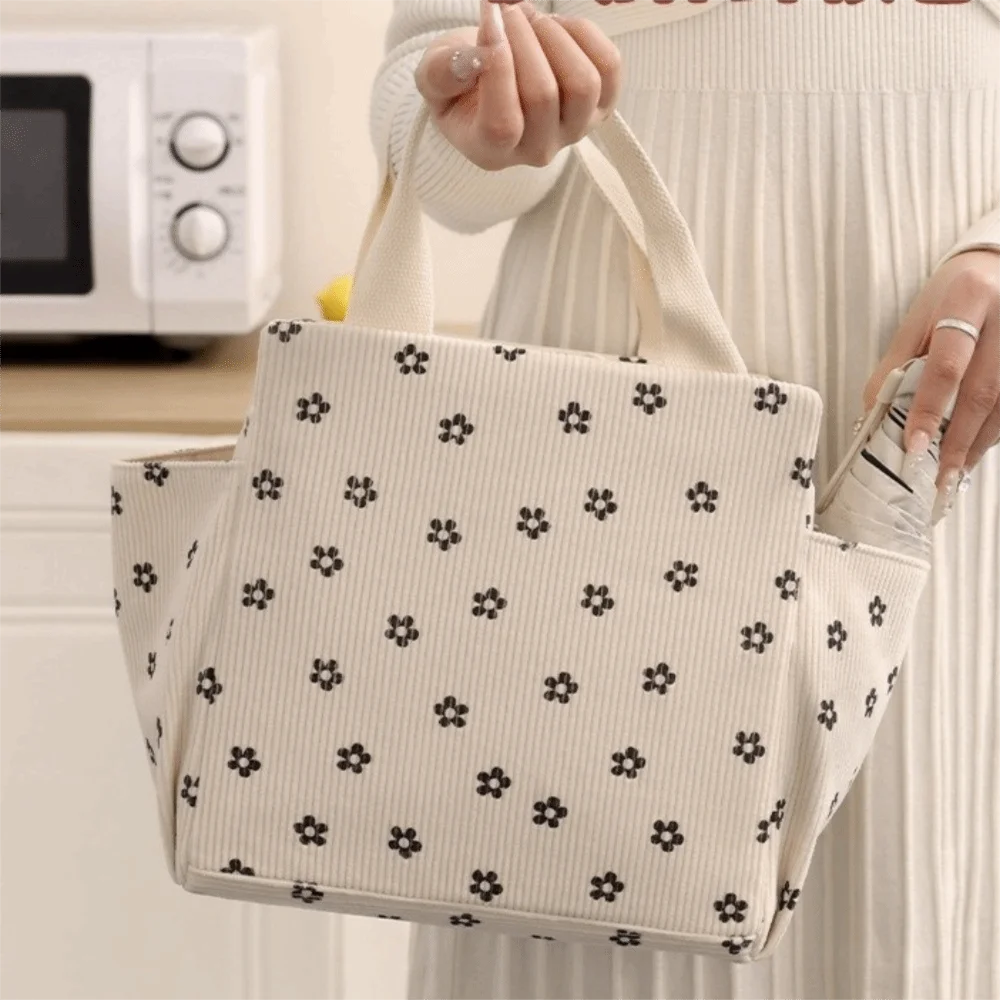 Große Kapazität Cord Lunchtasche Herz Tragbare Kühltasche Wärmedämmung Wärmedämmung Lunchbox Picknick Ausflug